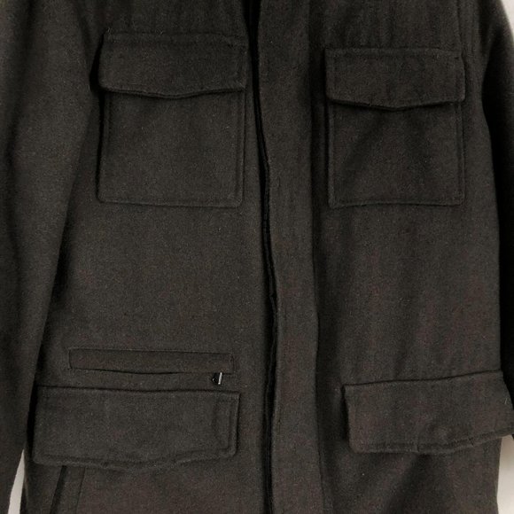 Tasso Elba Men's Size Medium Brown Wool Blend Long Sleeve Full Zip Jacket Coat - Picture 5 of 10